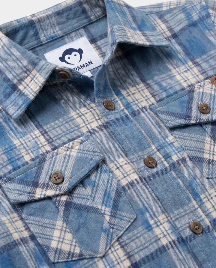 Boys Tops | Flannel Shirt- Blue Dyed Plaid | Appaman