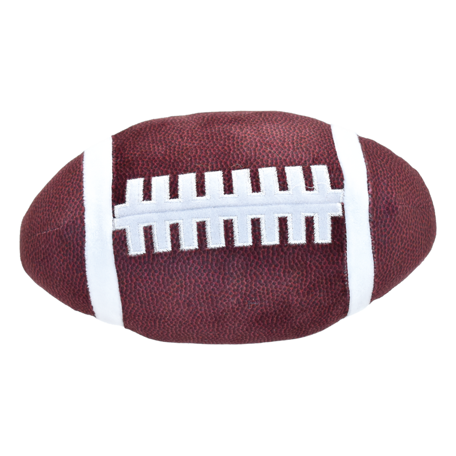 Brown football with white laces on a white background