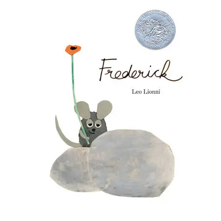 Book cover of 'Frederick' by Leo Lionni featuring a mouse and flower on a white background.