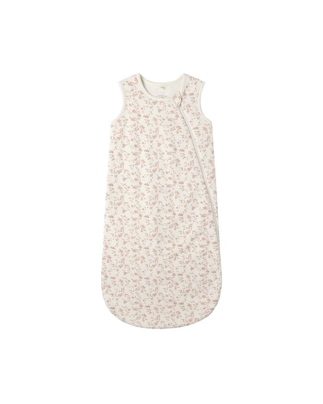 Baby sleeping bag with floral pattern on a white background