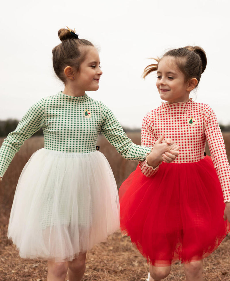 Girls dresses | Bell Tree Dress - Red | Petite Hailey