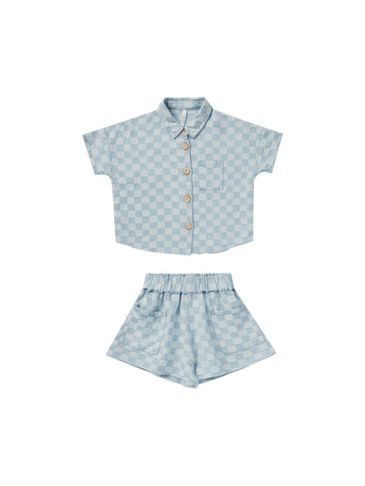 Girls 2 Piece Set | Kelli Set - Blue Check | Rylee and Cru - The Ridge Kids