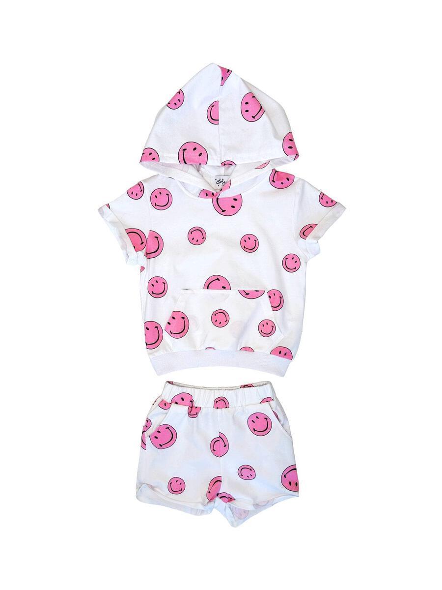 Girls 2 Piece Set | Pink Emoji Short Set | Lola and the Boys - The Ridge Kids