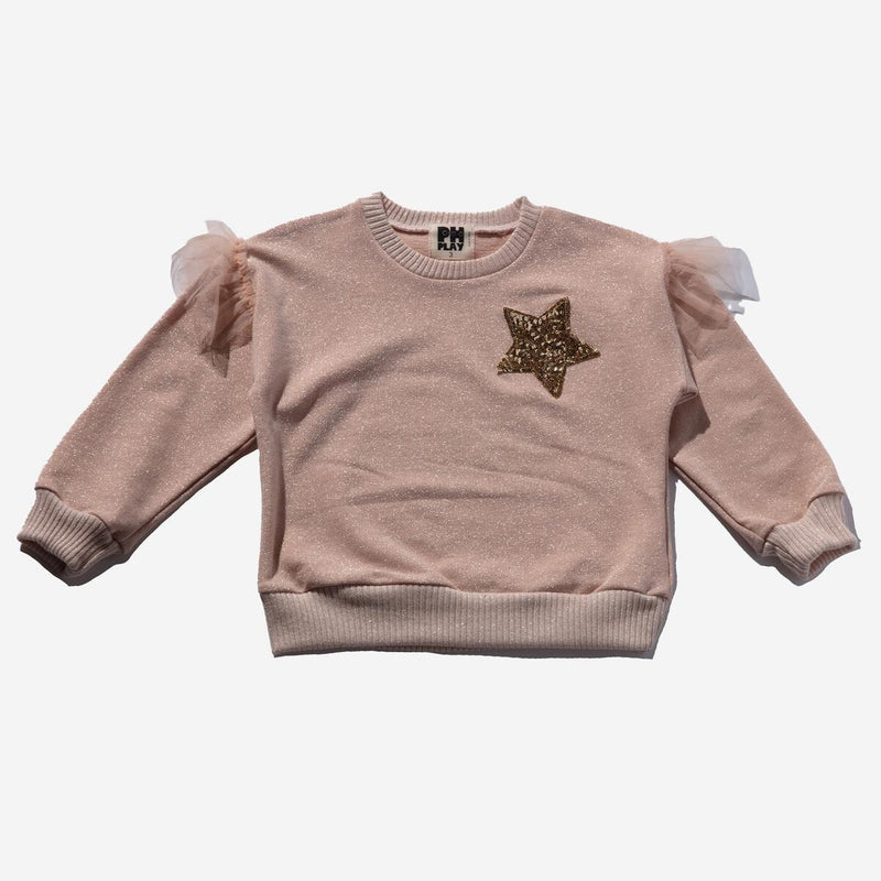 Girls 2 Piece Sets | Star Sweatshirt Set - Peach | Petite Hailey - The Ridge Kids