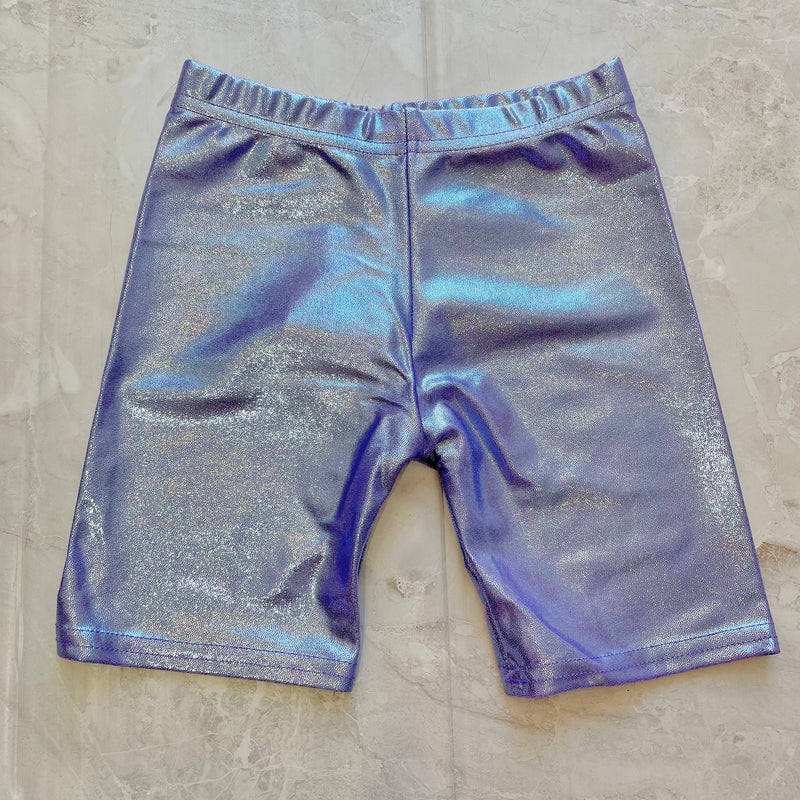 Girls Bottoms | Metallic Biker Shorts- Lilac | Dori Creations - The Ridge Kids