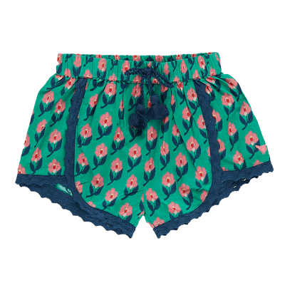 Girls Bottoms | Millie Shorts- Green Ikat Floral | Pink Chicken - The Ridge Kids