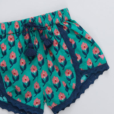 Girls Bottoms | Millie Shorts- Green Ikat Floral | Pink Chicken - The Ridge Kids