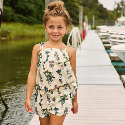 Girls Bottoms |Shorts: Theodore- Blue Botanical | Pink Chicken - The Ridge Kids