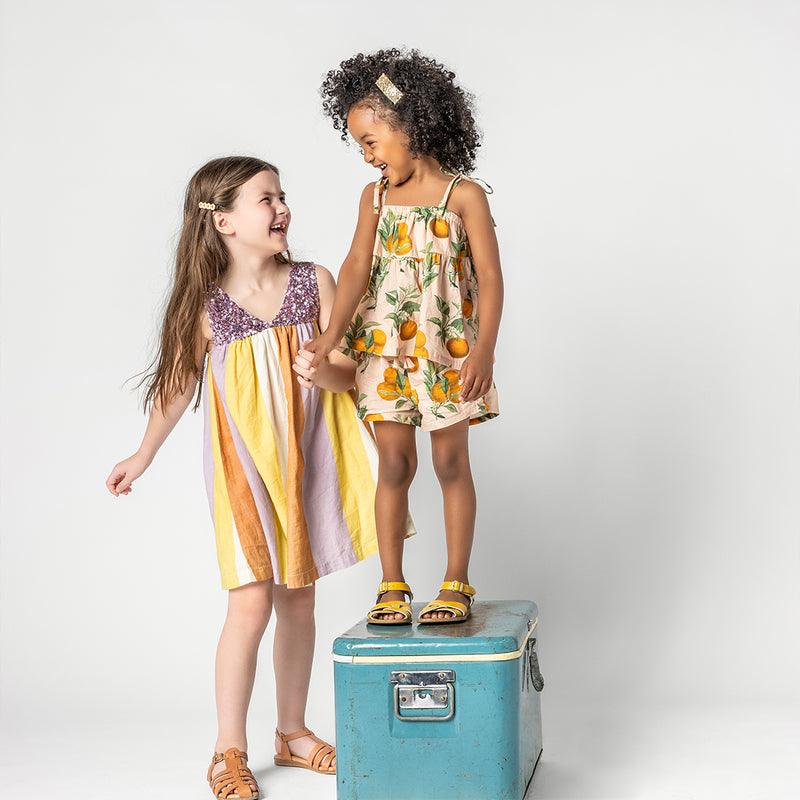 Girls Bottoms| Shorts: Theodore- Pink Botanical Oranges | Pink Chicken - The Ridge Kids