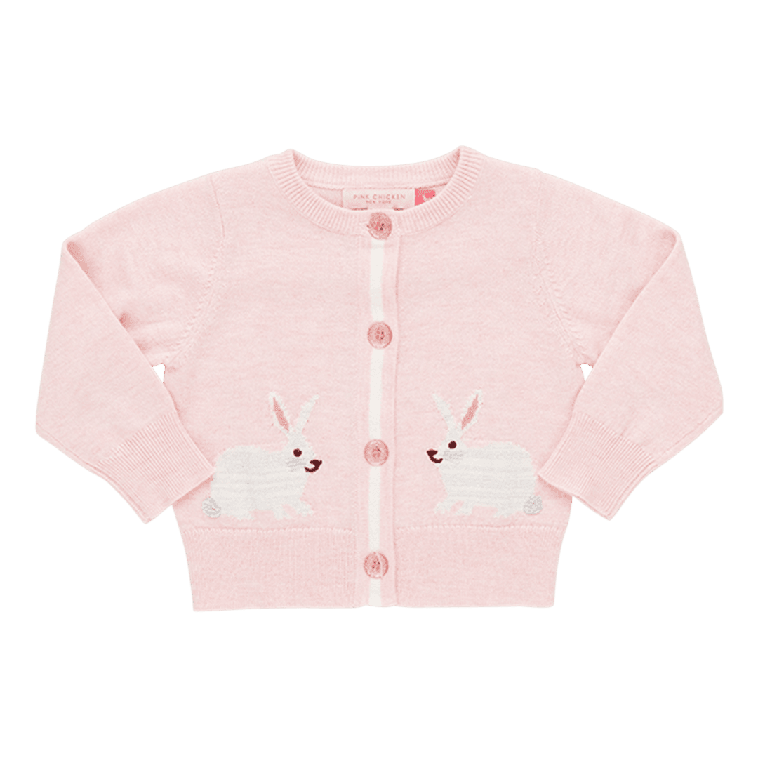 Girls Cardigan | Maude Rabbit Sweater- Light Pink | PInk Chicken - The Ridge Kids