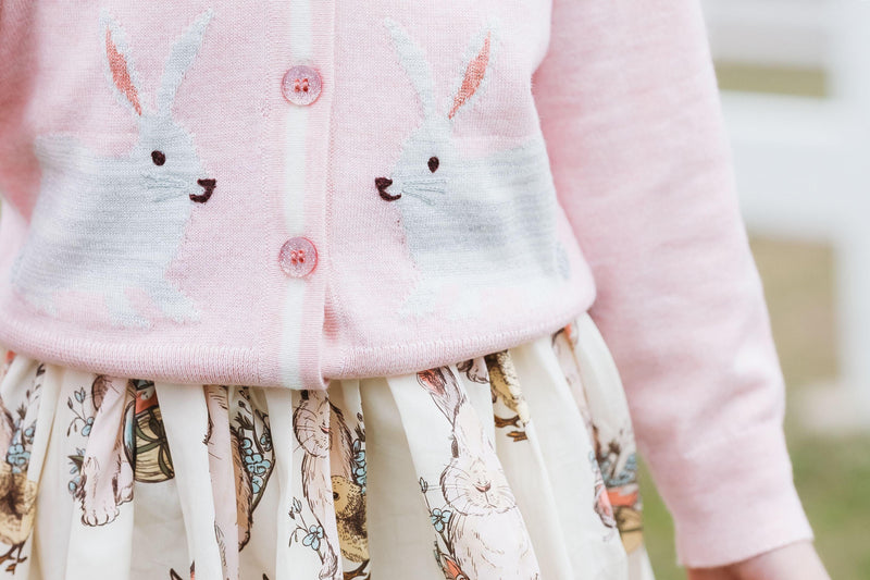 Girls Cardigan | Maude Rabbit Sweater- Light Pink | PInk Chicken - The Ridge Kids