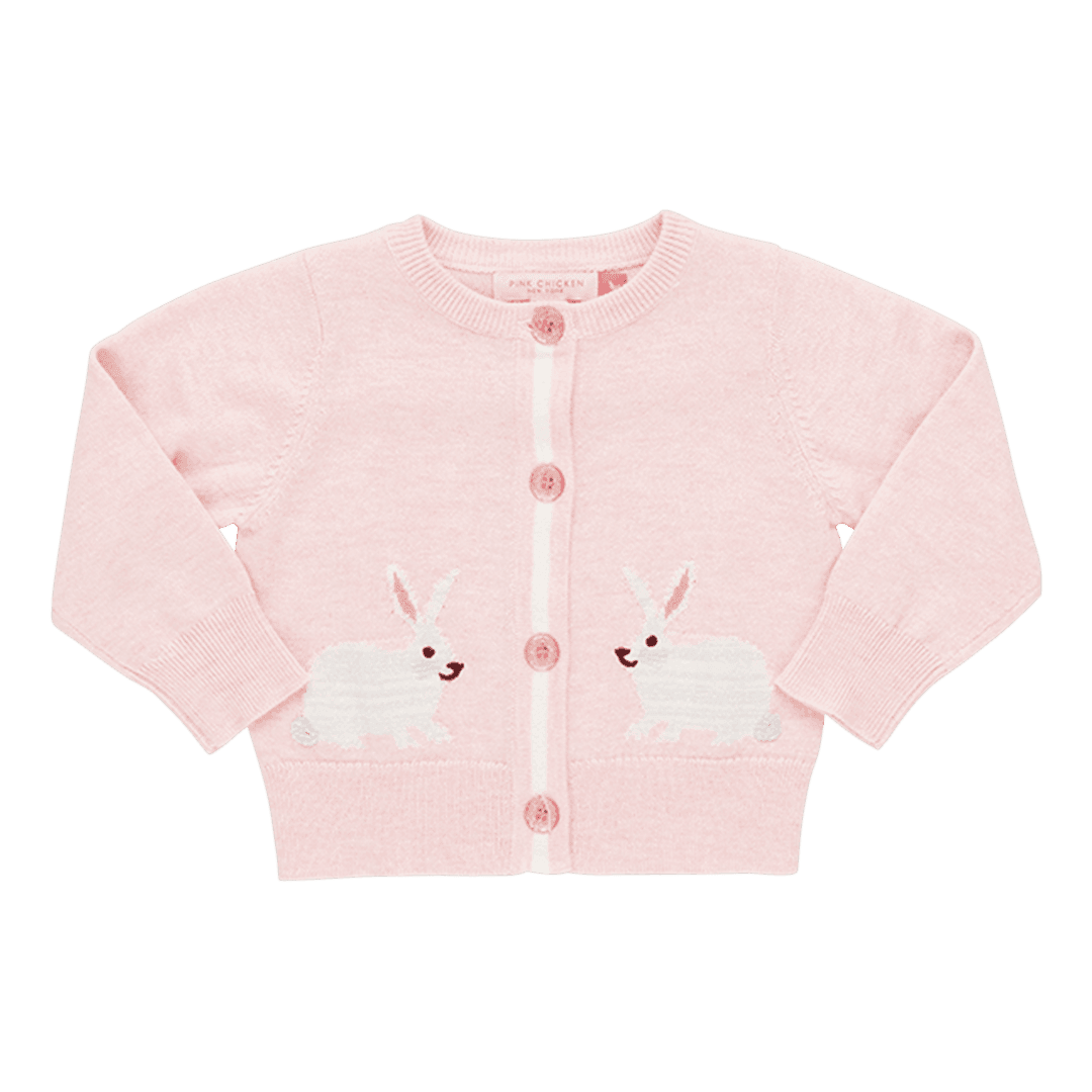 Girls Cardigan | Maude Rabbit Sweater- Light Pink | PInk Chicken - The Ridge Kids