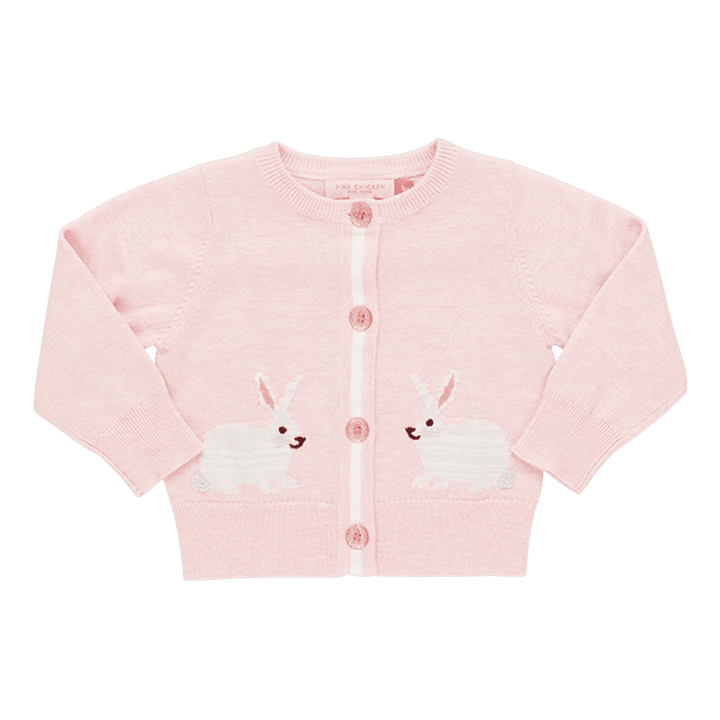 Girls Cardigan | Maude Rabbit Sweater- Light Pink | PInk Chicken - The Ridge Kids