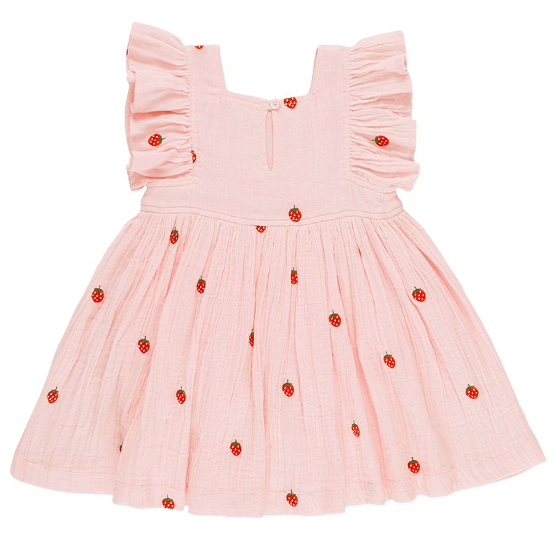 Girls Dress | Elsie- Strawberries | Pink Chicken - The Ridge Kids