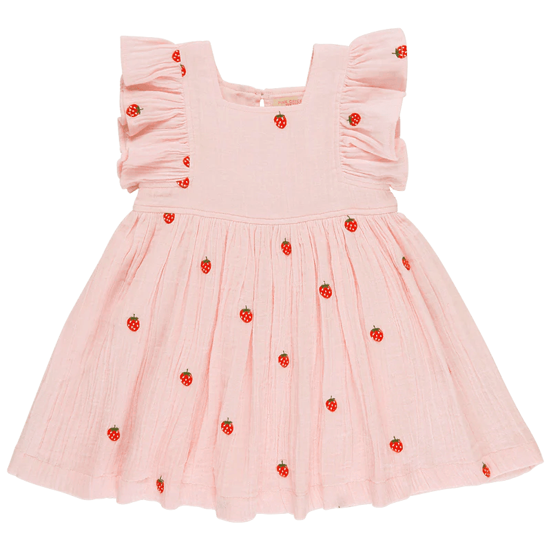 Girls Dress | Elsie- Strawberries | Pink Chicken - The Ridge Kids