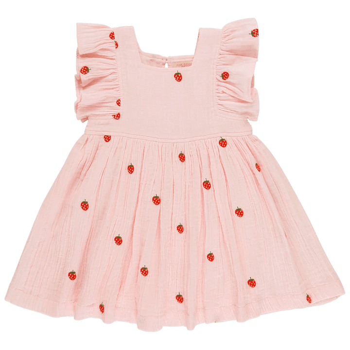 Girls Dress | Elsie- Strawberries | Pink Chicken - The Ridge Kids