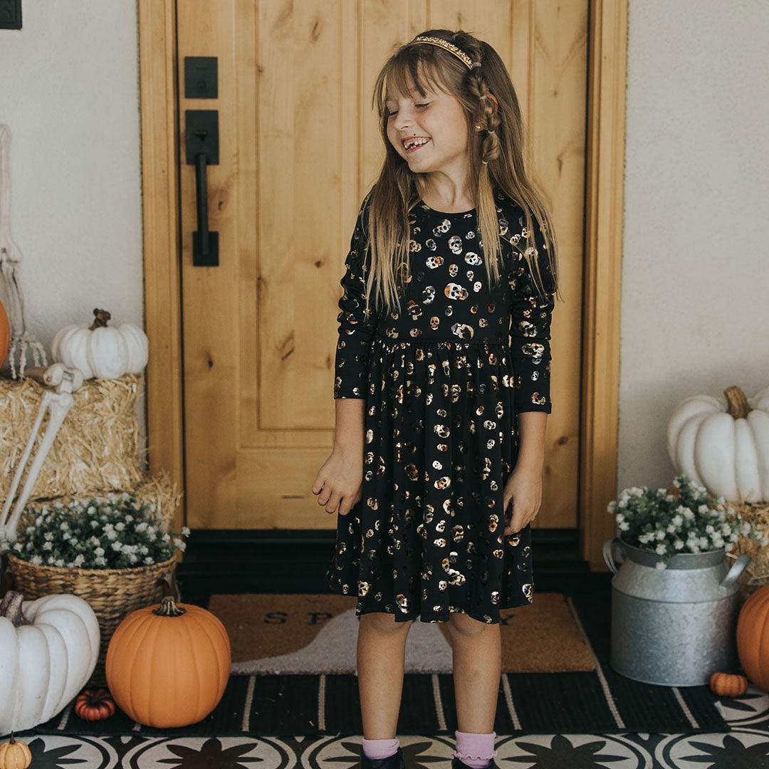 pink chicken pumpkin dress Pink Chicken Girls' Steph Pumpkins Print Lam Dress - Little Kid