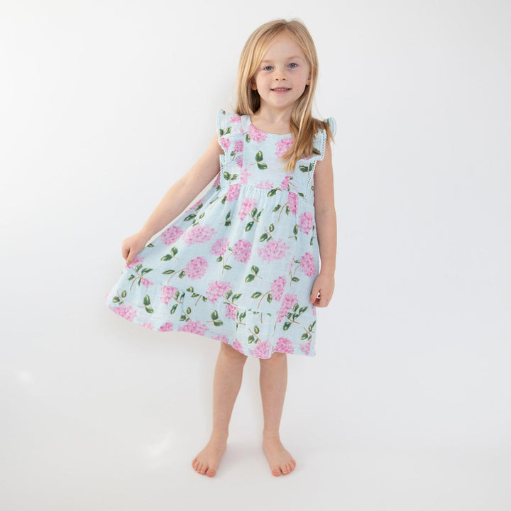 Girls Dress | Picot Edge- Hydrangeas | Angel Dear - The Ridge Kids