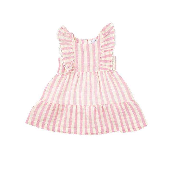Girls Dress | Picot Edge- Pink Stripe | Angel Dear - The Ridge Kids