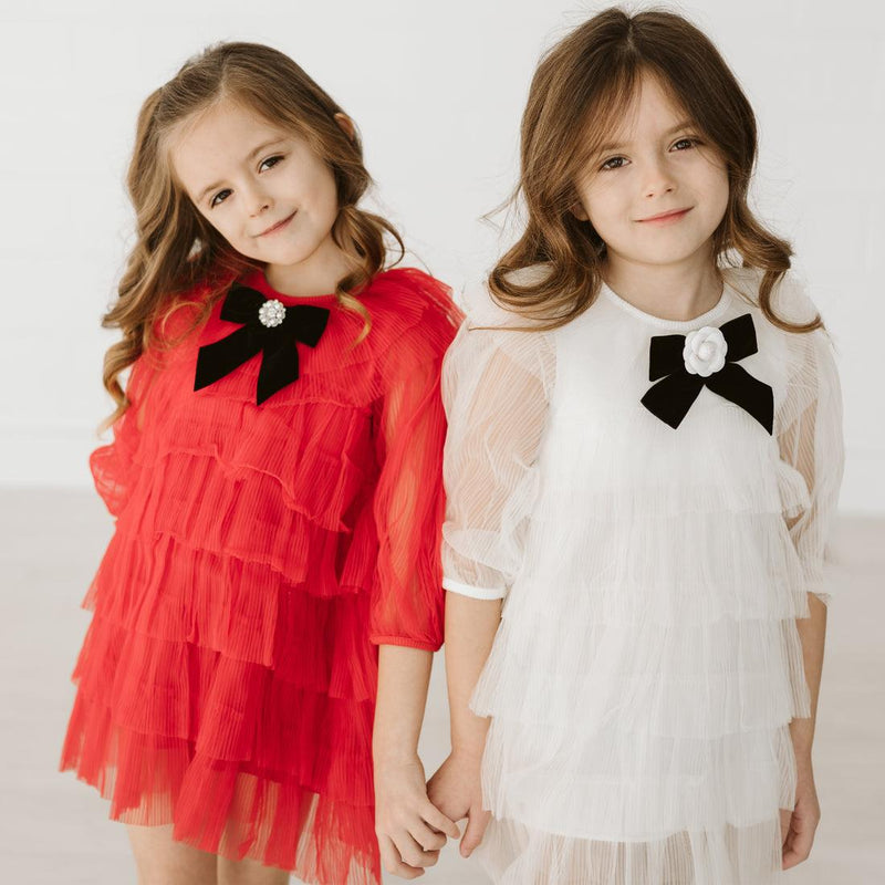 Girls Dress | Six Layered Dress- Red | Petite Hailey - The Ridge Kids