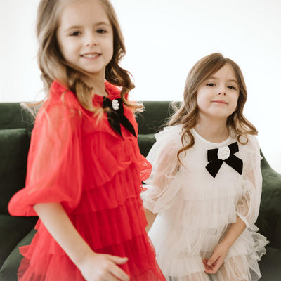 Girls Dress | Six Layered Dress- Red | Petite Hailey - The Ridge Kids