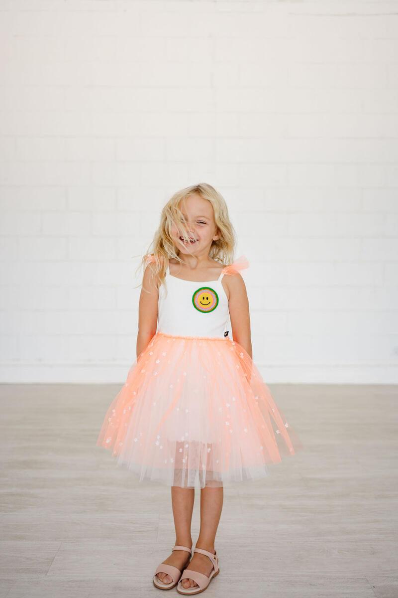 Girls Dress | Smile Frill Tutu- Neon Orange | Petite Hailey - The Ridge Kids