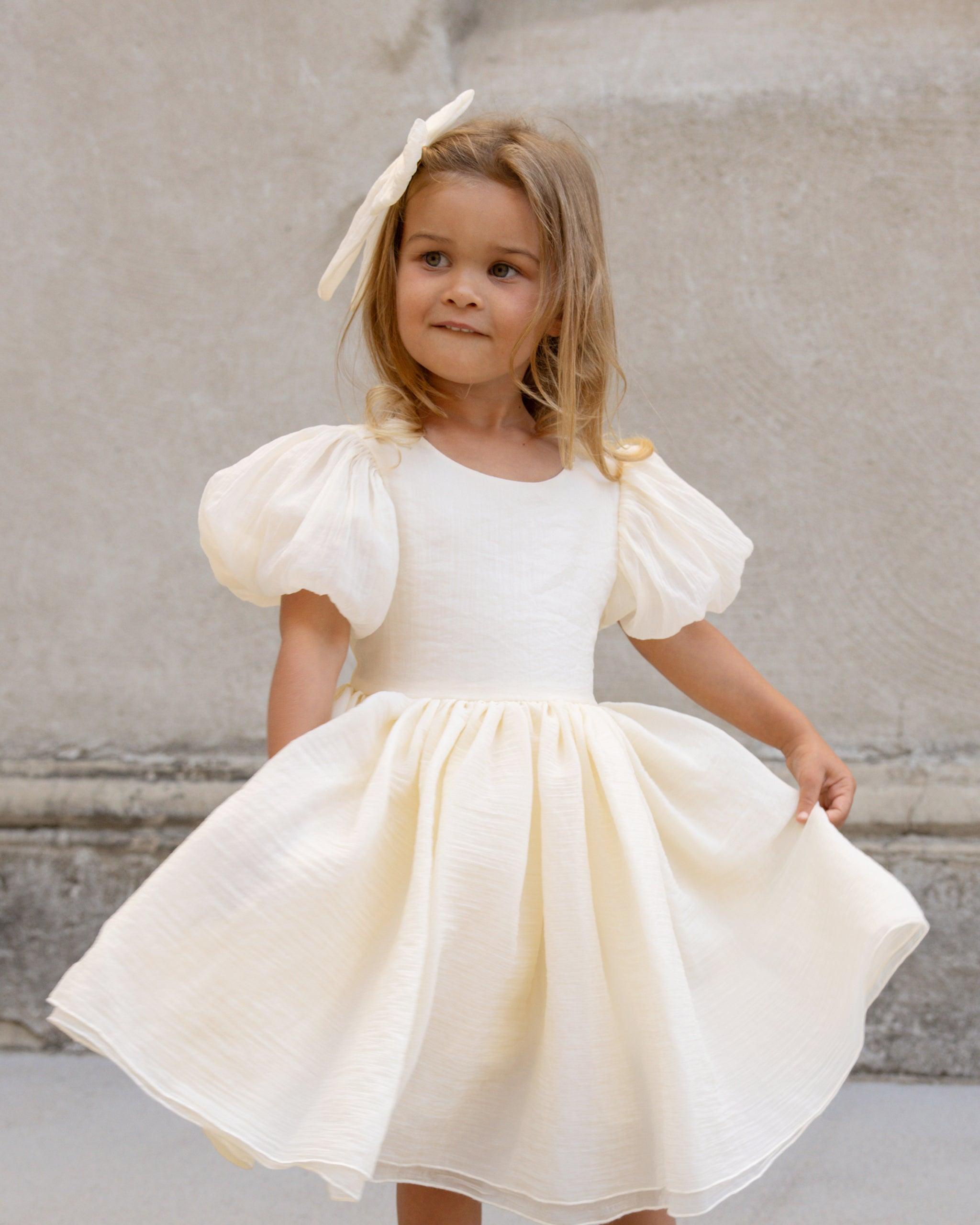 Girls Dress | Sofia Dress in Ivory | Noralee – The Ridge Kids