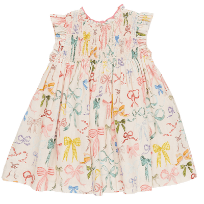 Girls Dress | Stevie- Watercolor Bows | Pink Chicken - The Ridge Kids