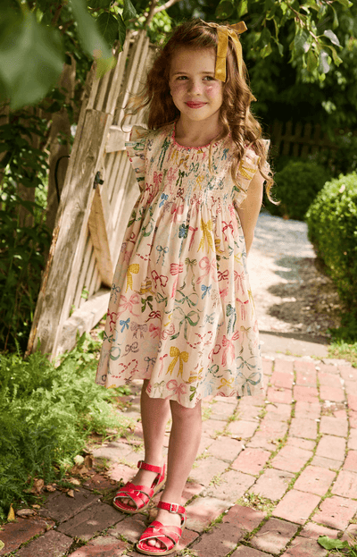 Girls Dress | Stevie- Watercolor Bows | Pink Chicken - The Ridge Kids