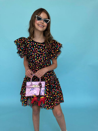 Girls Dresses | Black Funfetti Surprise Dress | Lola and The Boys - The Ridge Kids