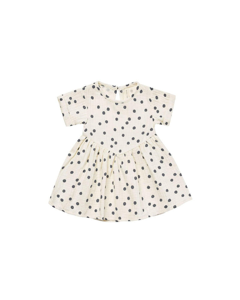 Girls Dress| Brielle Dress with Navy Dot | Quincy Mae - The Ridge Kids