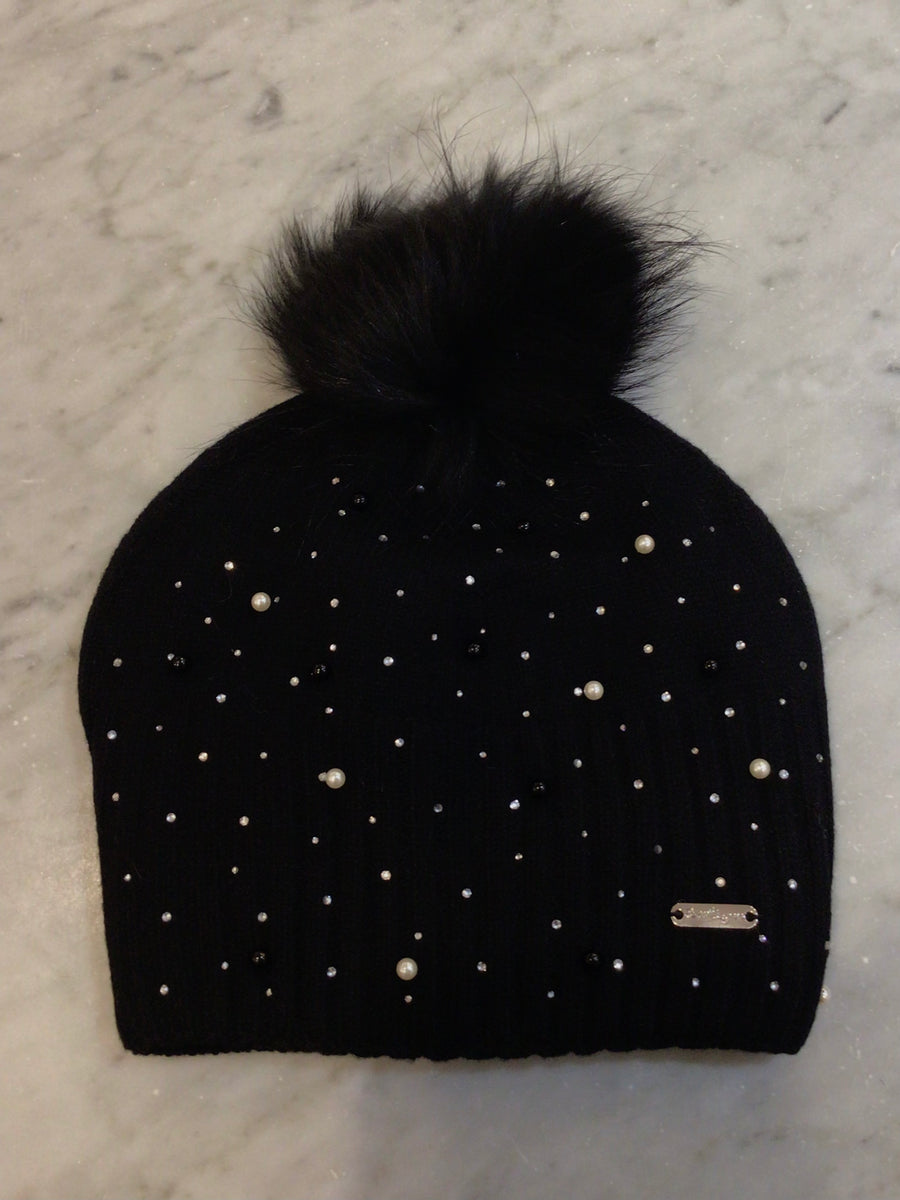 Girls Hat | Pearl and Crystal - Black | Bari Lynn Accessories - The Ridge Kids