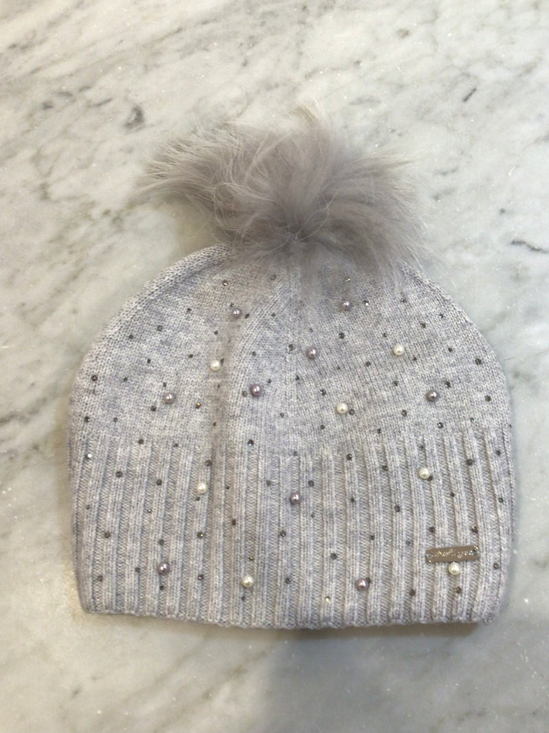 Girls Hat | Pearl and Crystal - Gray | Bari Lynn Accessories - The Ridge Kids