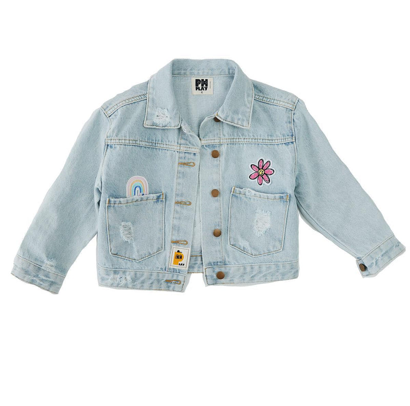 Girls Jacket | Patched Denim - Mermaid | Petite Hailey - The Ridge Kids