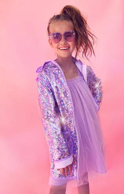 Girls Jackets | Raincoat: Sequin Magic - Purple | Lola and The Boys - The Ridge Kids