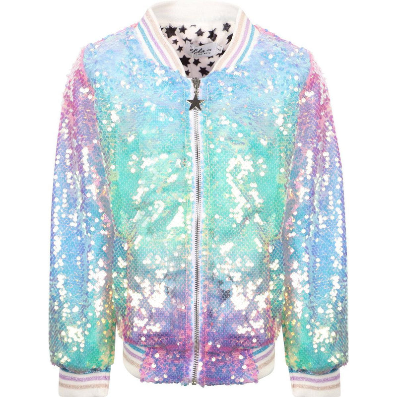 Girls Jackets | Swiftie Bomber Jacket- Icy Ombre Sequin | Lola and the Boys - The Ridge Kids