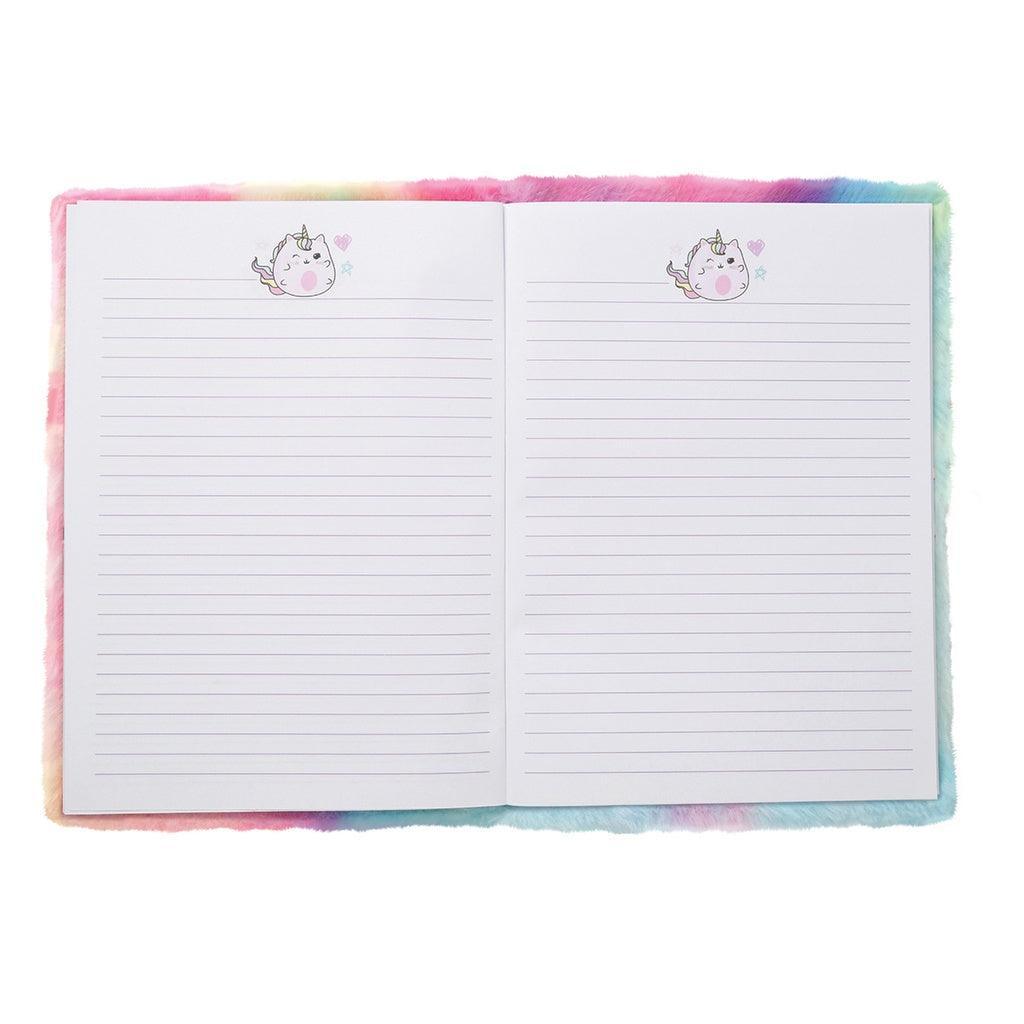 inside pages of the journal with kitty-corns at the top of the page