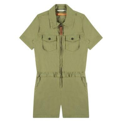 Girls Jumpsuit | Short Sleeve- Olive Green | BABYFACE - The Ridge Kids
