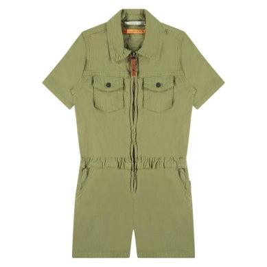 Girls Jumpsuit | Short Sleeve- Olive Green | BABYFACE - The Ridge Kids