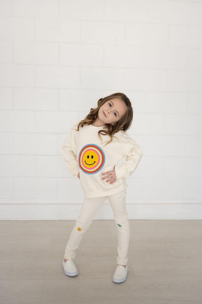 Girls Leggings | Multi Smile - Creme | Petite Hailey - The Ridge Kids