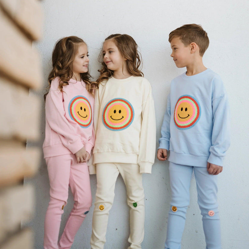 Girls Leggings | Multi Smile - Creme | Petite Hailey - The Ridge Kids