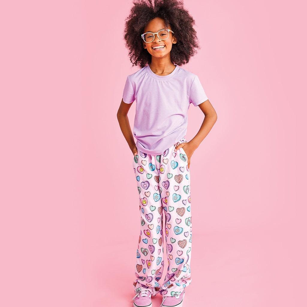 Girls Lounge Pants | Plush- Candy Hearts | IScream - The Ridge Kids