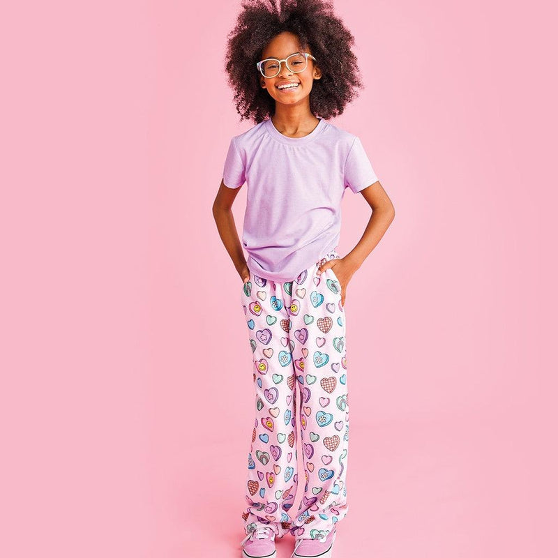 Girls Lounge Pants | Plush- Candy Hearts | IScream - The Ridge Kids