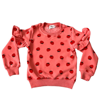 Girls Loungewear| Strawberry Ruffle Joggers Set | Lola and The Boys - The Ridge Kids