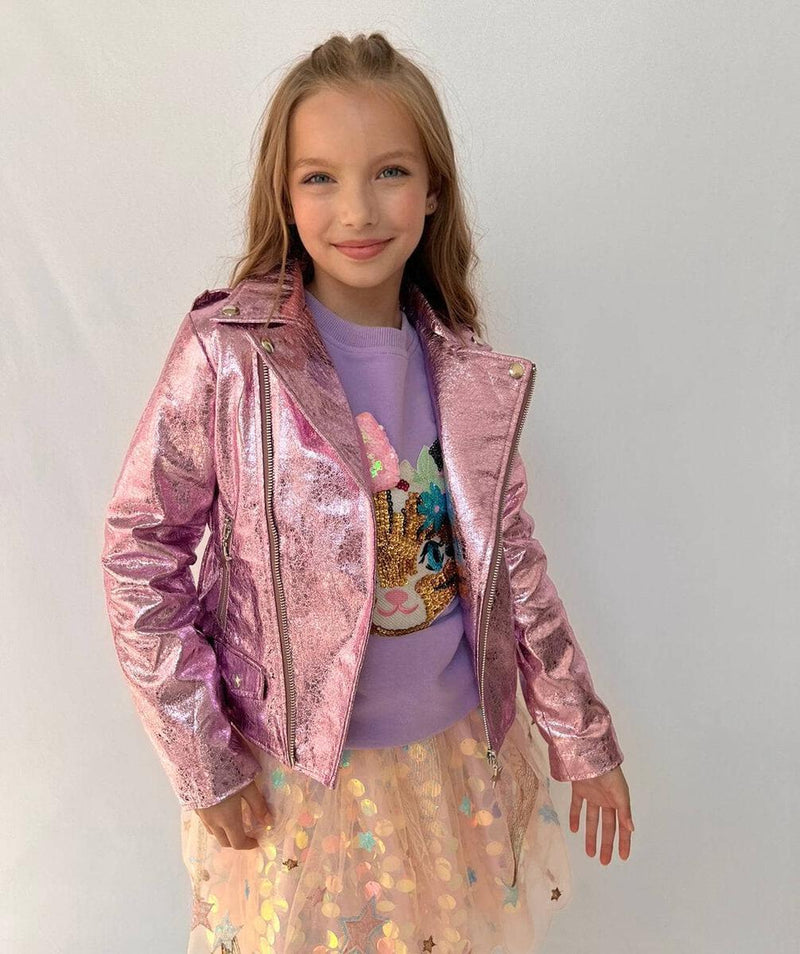 Girls Outerwear | Metallic Rose Moto | Lola and The Boys - The Ridge Kids