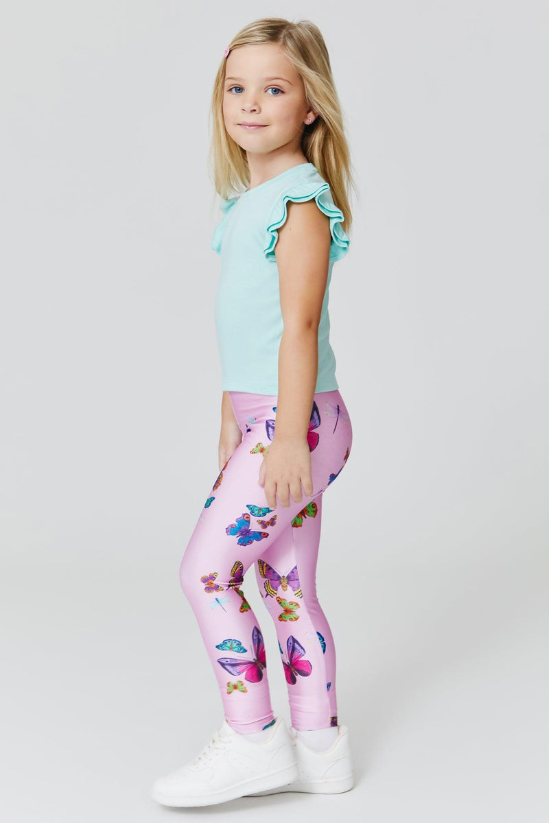 Girls Pants | Legging- Neon Butterflies | Terez - The Ridge Kids