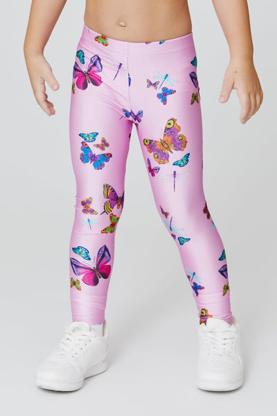 Girls Pants | Legging- Neon Butterflies | Terez - The Ridge Kids