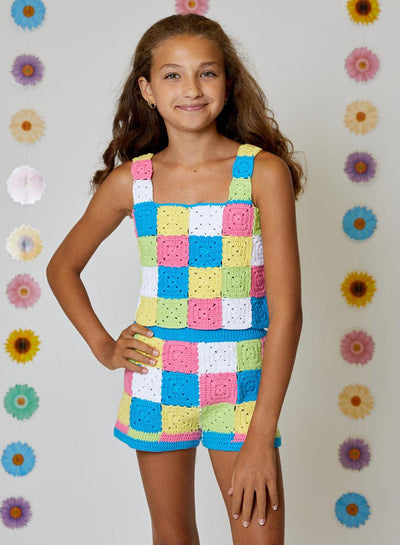 Girls Set | Tween 2-Piece Knit Floral Top & Shorts Set | Design History - The Ridge Kids