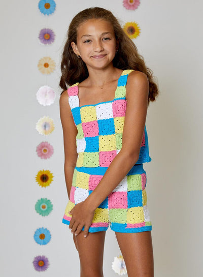 Girls Set | Tween 2-Piece Knit Floral Top & Shorts Set | Design History - The Ridge Kids
