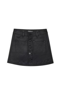 Girls Skirt | Jenny Mini Skirt- Black Coated | DL 1961 - The Ridge Kids